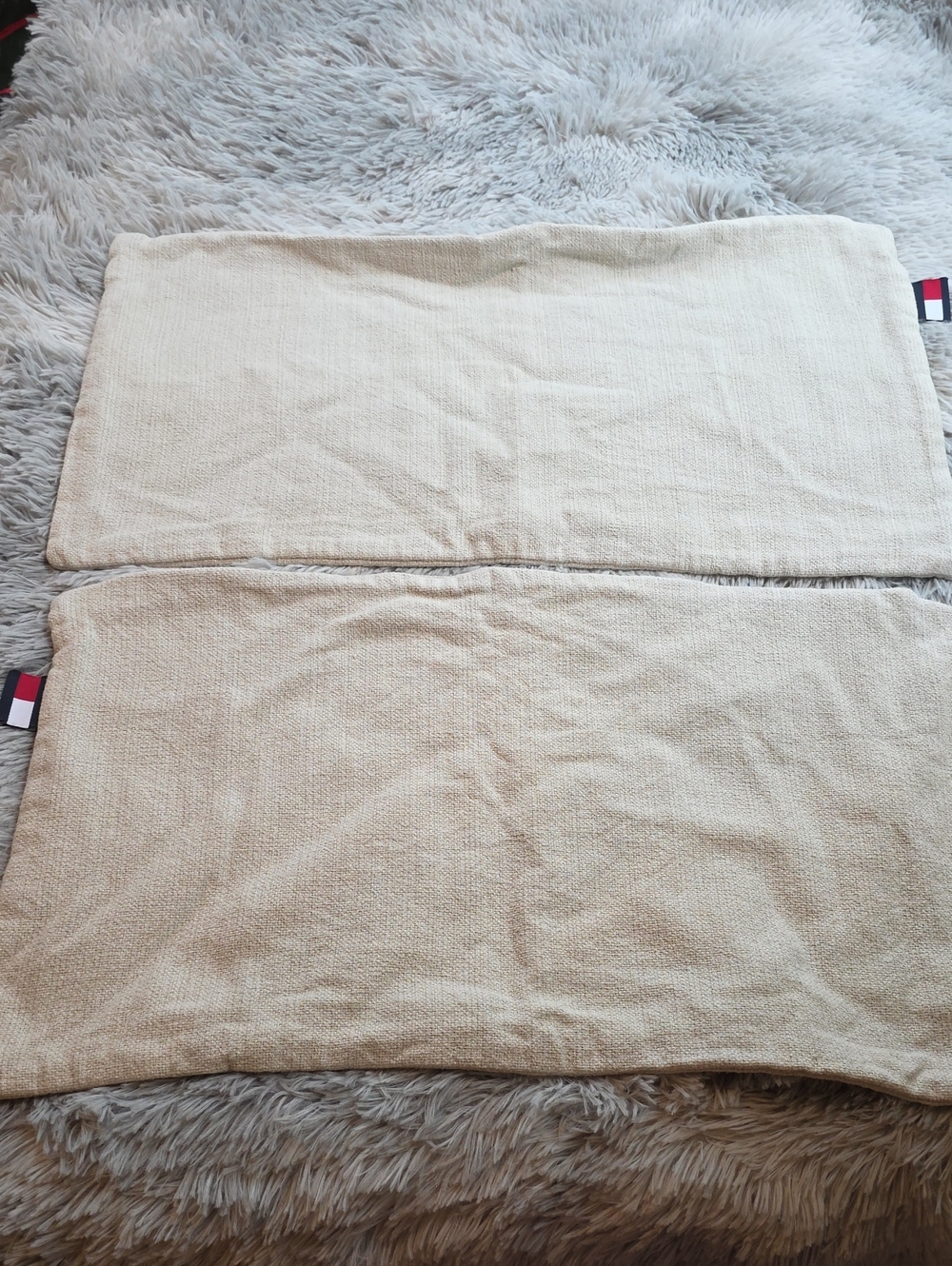 Tommy Hilfiger Neutral Beige Cotton Pillow Shams - Pair